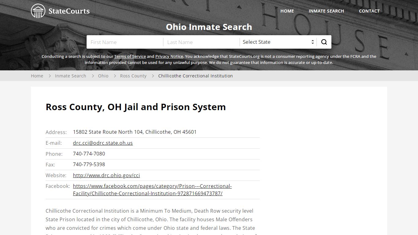 Chillicothe Correctional Institution Inmate Records Search ...