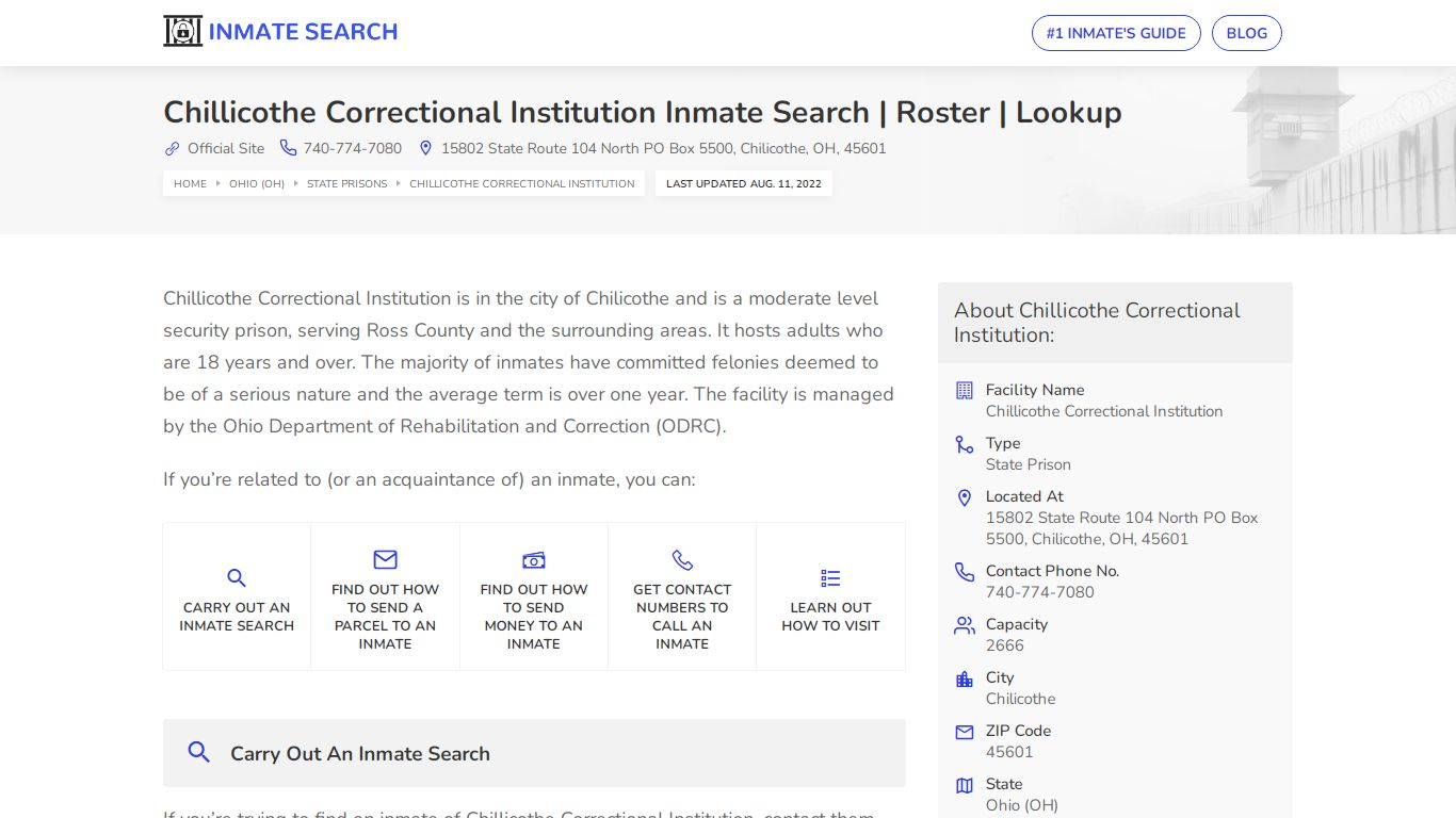 Chillicothe Correctional Institution Inmate Search ...