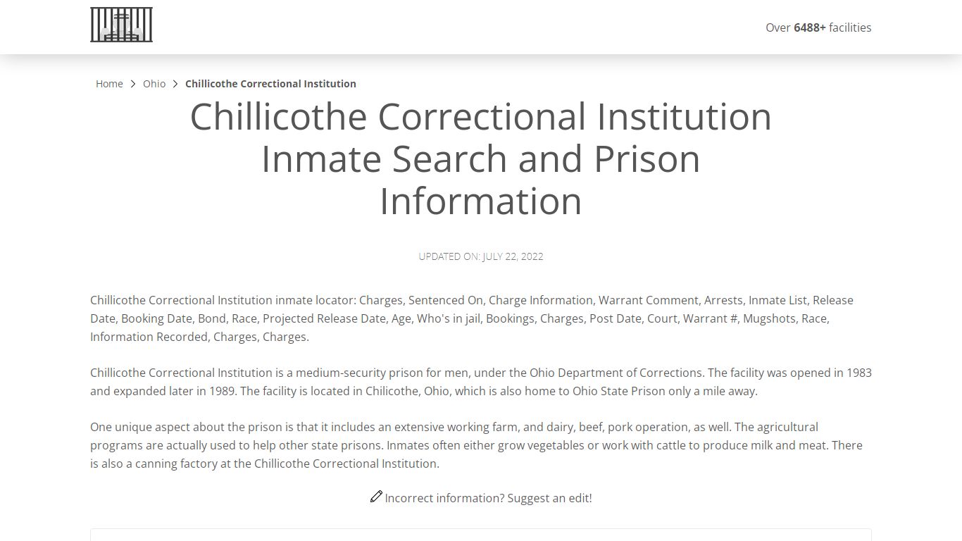 Chillicothe Correctional Institution Inmate Search ...